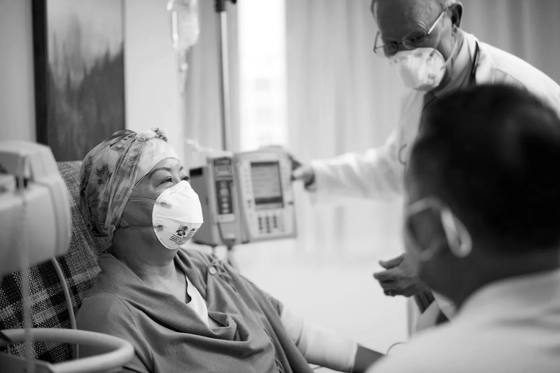 Photo of a cancer patient during treatment.