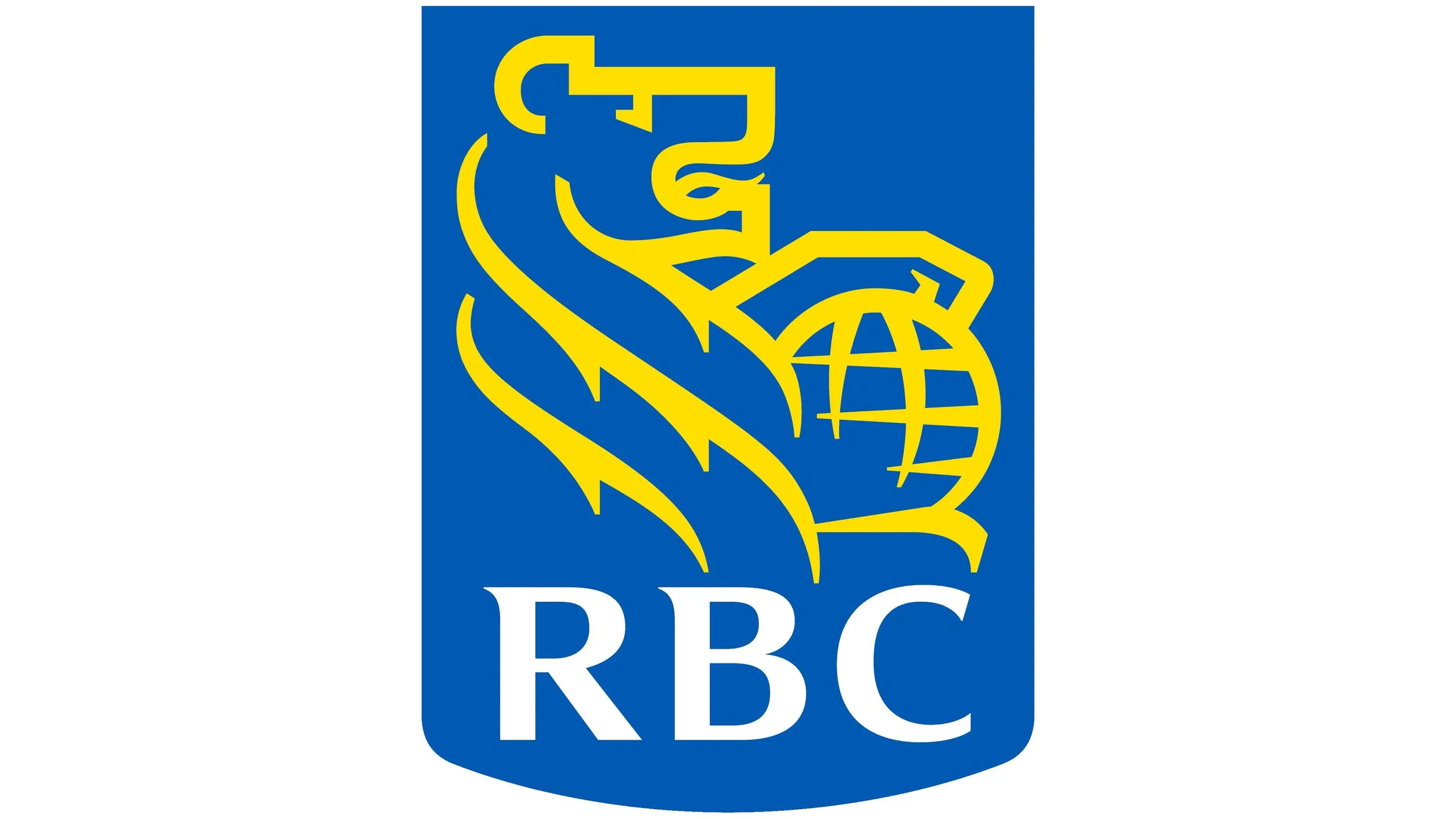 The RBC logo featuring a yellow lion holding a globe on a blue background with the white letters 'RBC' at the bottom.