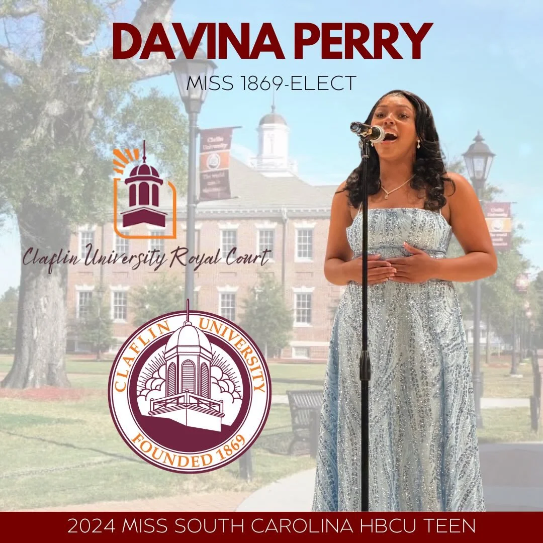 👑🎉 Screaming Congratulations to Queen Davina for winning the title of Miss 1869 at Claflin University!! Our former Miss South Carolina HBCU Teen. Swipe to see her on stage😉

@davinanylaperry 

We are so proud of you, Queen &amp; your journey to th