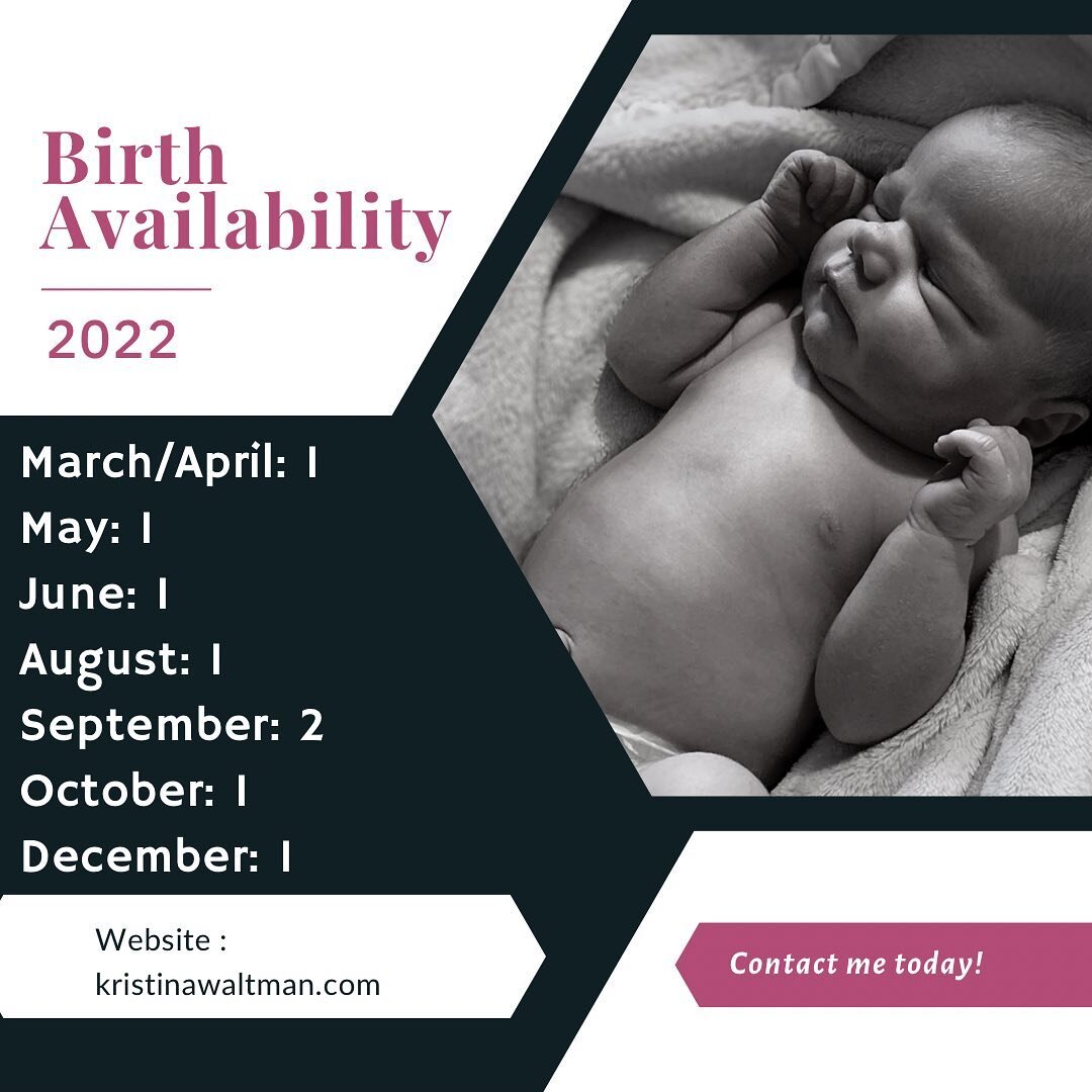 Here is my birth doula availability the rest of the year! If postpartum care is desired, that is open to availability at the time as well.

Would love to grab coffee to get to know you and chat about what working with me would be like. Virtual meet a