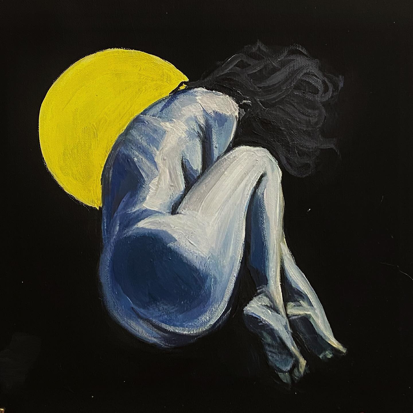 now for sale: &ldquo;suspension&rdquo; 🌕 original acrylic painting on a square canvas ~ dm if interested in purchasing! 

#originalartwork #illustration #acrylicpainting #moon #acrylic #painting