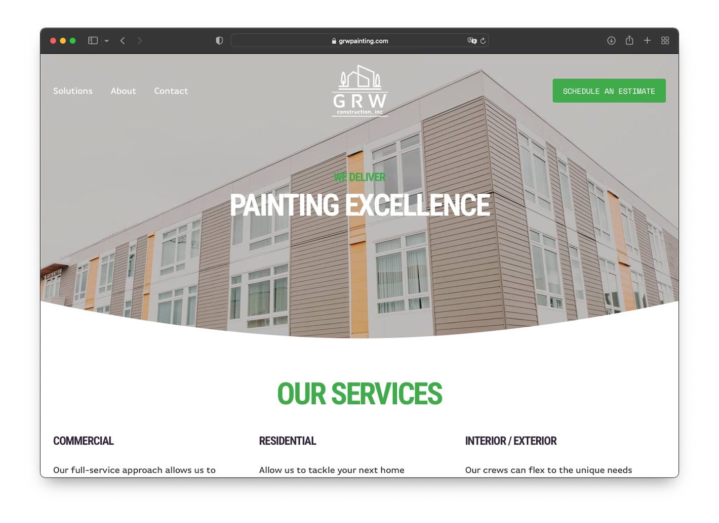 Website strategy and design for GRW Painting