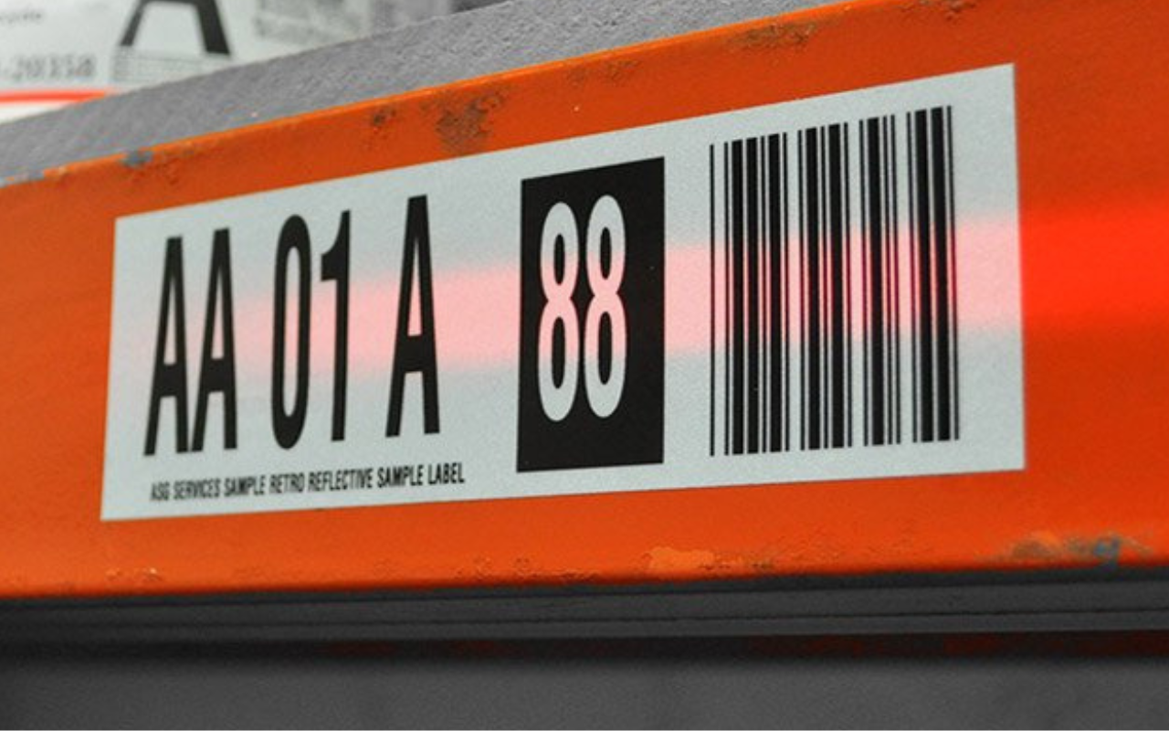 industrial barcode label on a steal beam being scanned