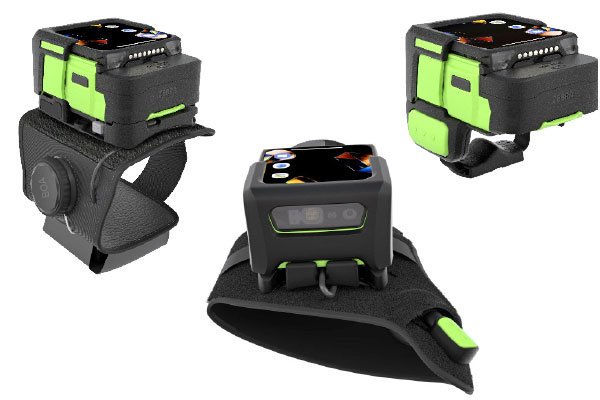 three images of the zebra ws501 rfid in various positions