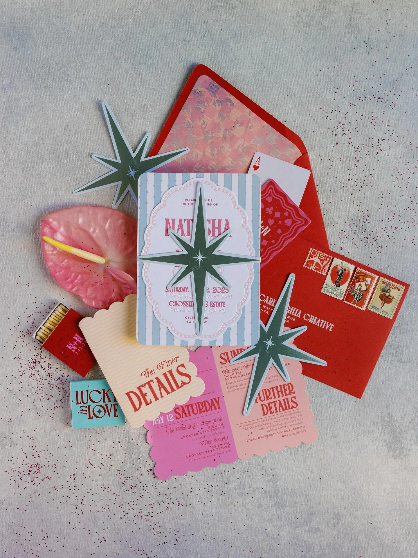 Lucky in Love for Natasha and Nick&rsquo;s big day! 💕 I still remember the inquiry call with Natasha and being so excited about her wedding day vision! She had such beautiful ideas and inspiration - it was a dream to be able to bring her paper goods