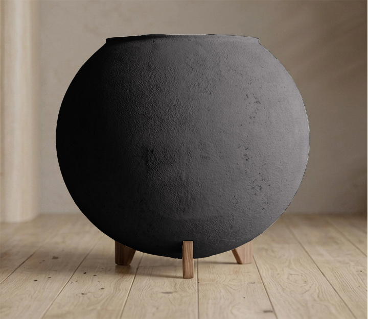 The Seattle Sphere 26in Artisanal Sculptural Planter Black.png