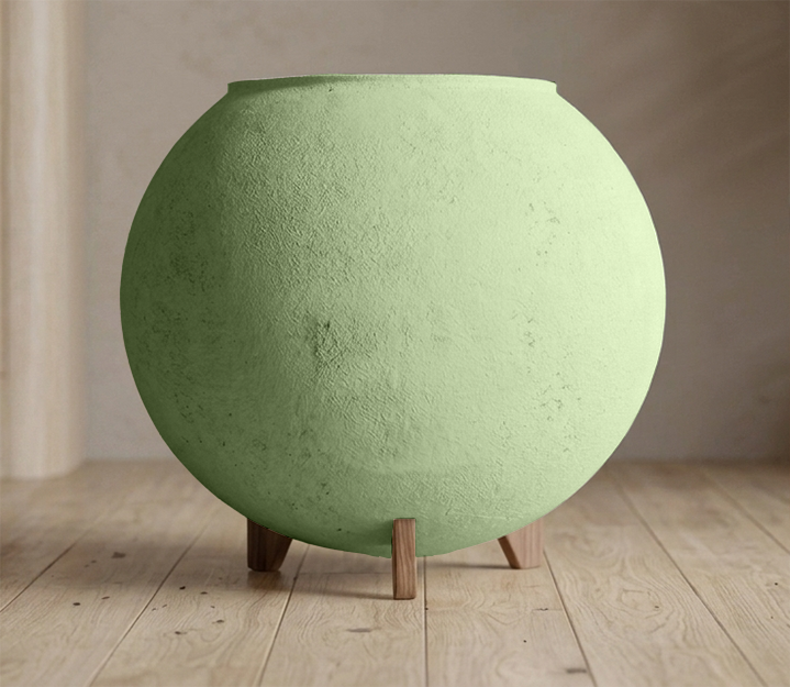 The Seattle Sphere 26in Artisanal Sculptural Planter Moss Green.png
