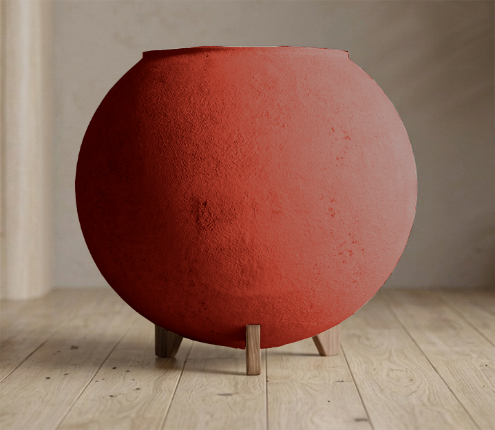 The Seattle Sphere 26in Artisanal Sculptural Planter Red.png