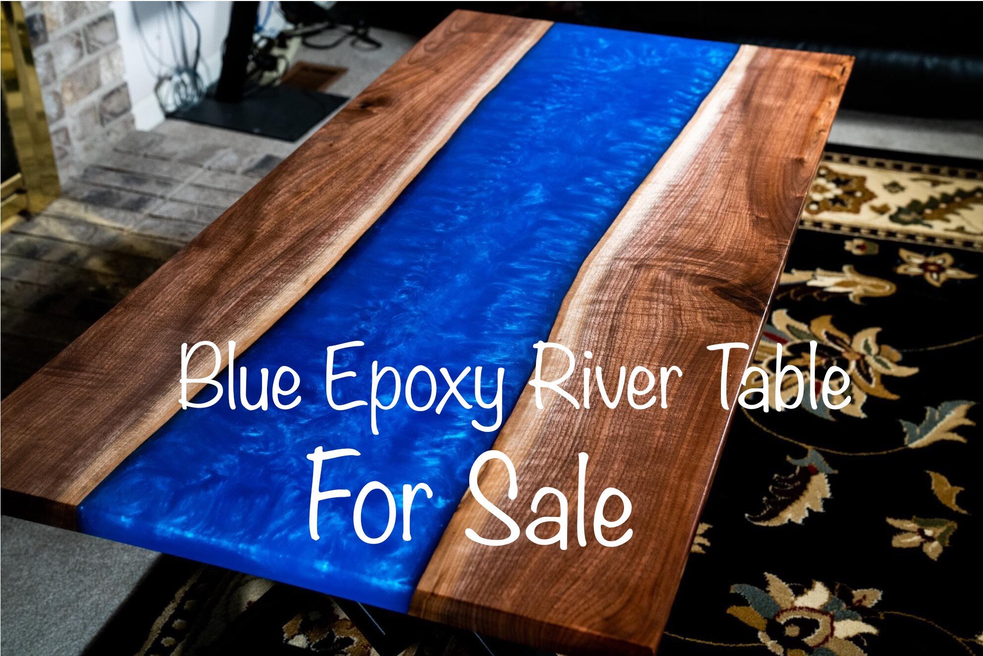 4' Walnut Royal Blue Epoxy River Tabletop