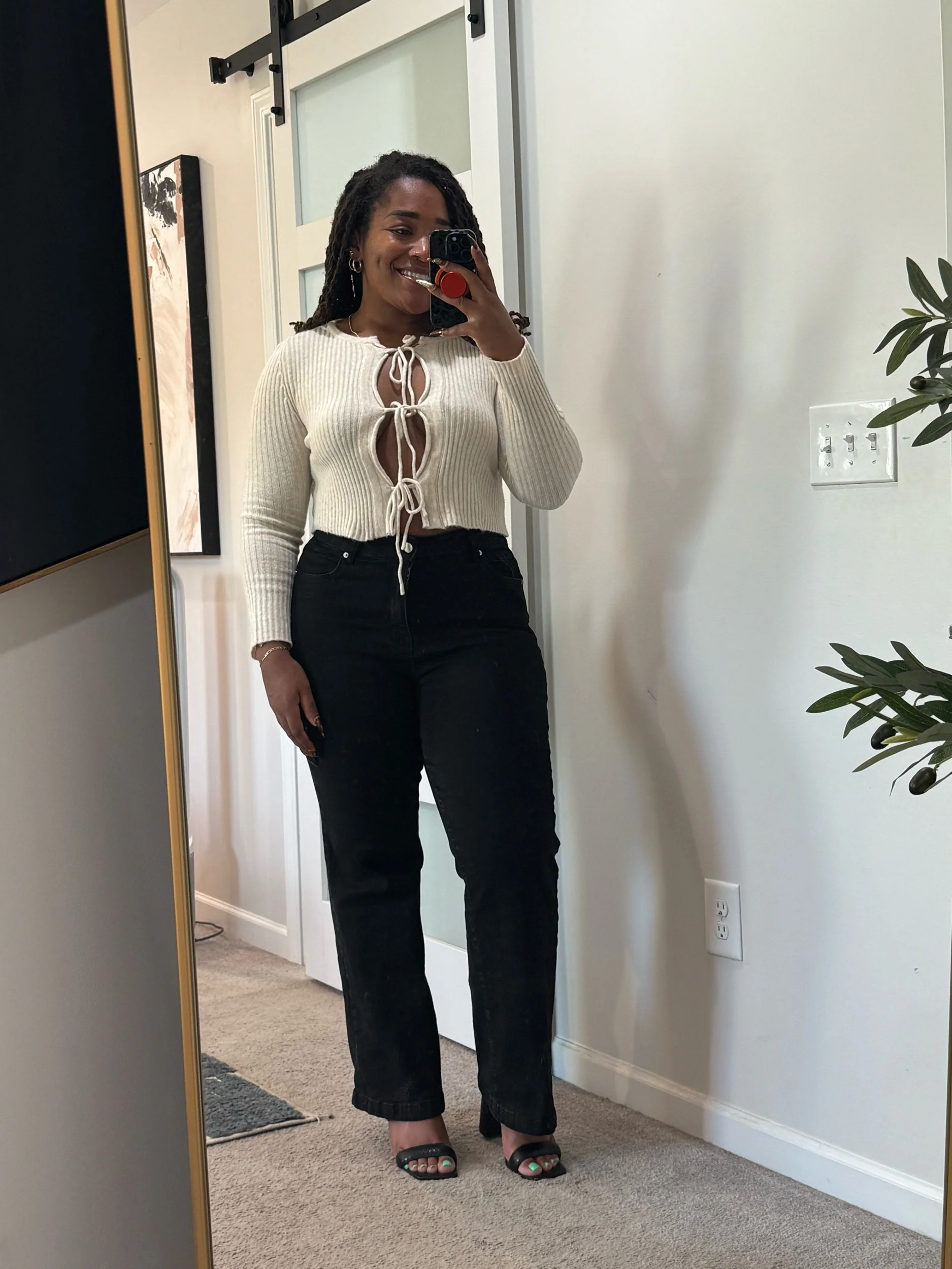 Ribbed Bow-Tie Cardigan