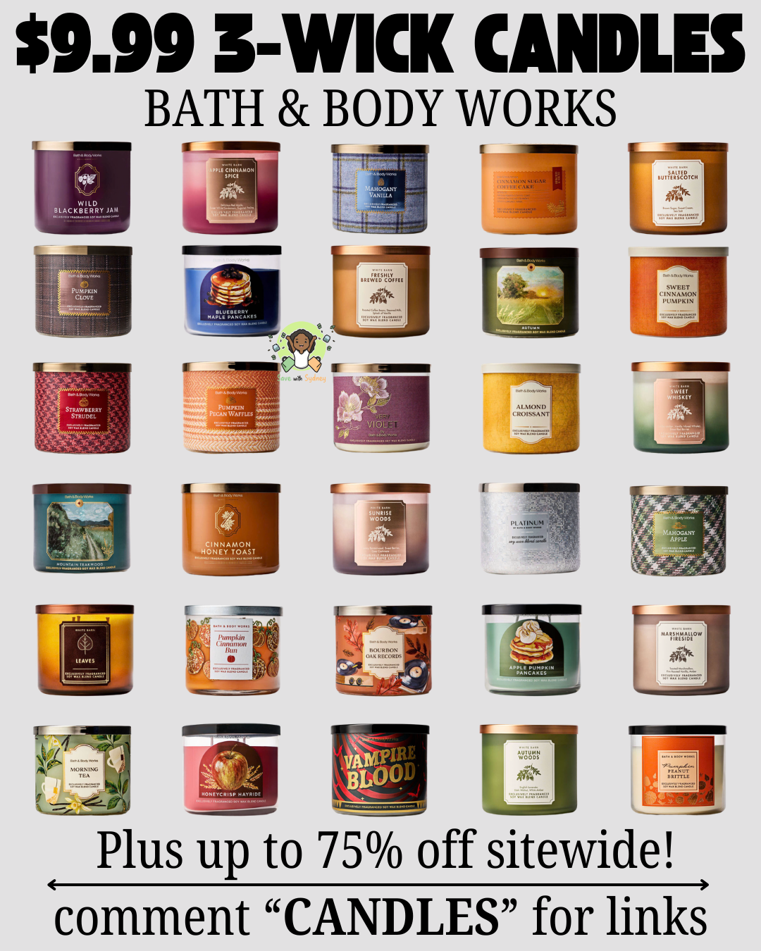 $9.99 3-WICK CANDLES