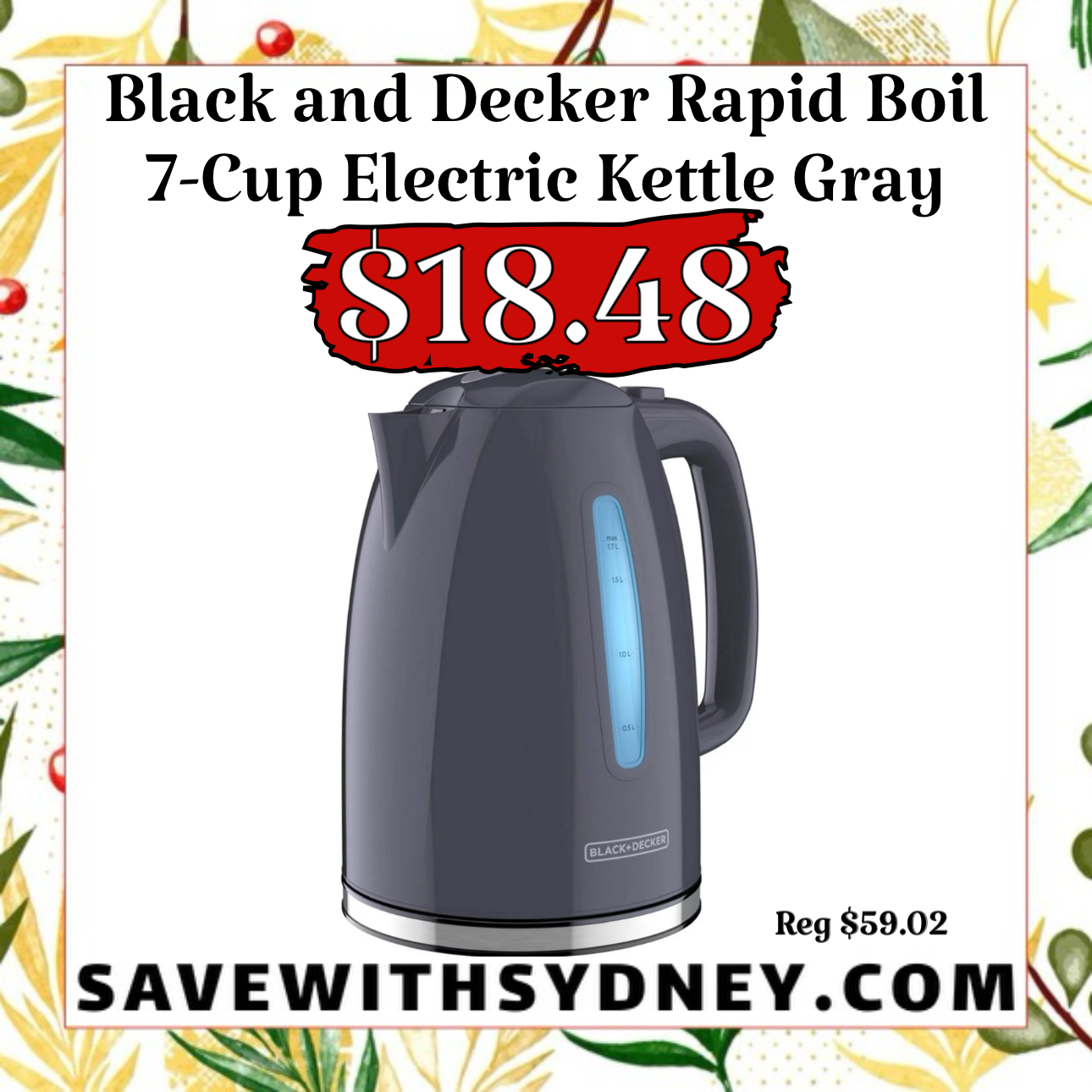 Black and Decker Rapid Boil 7-Cup Electric Kettle Gray $18.48 — Save with  Sydney