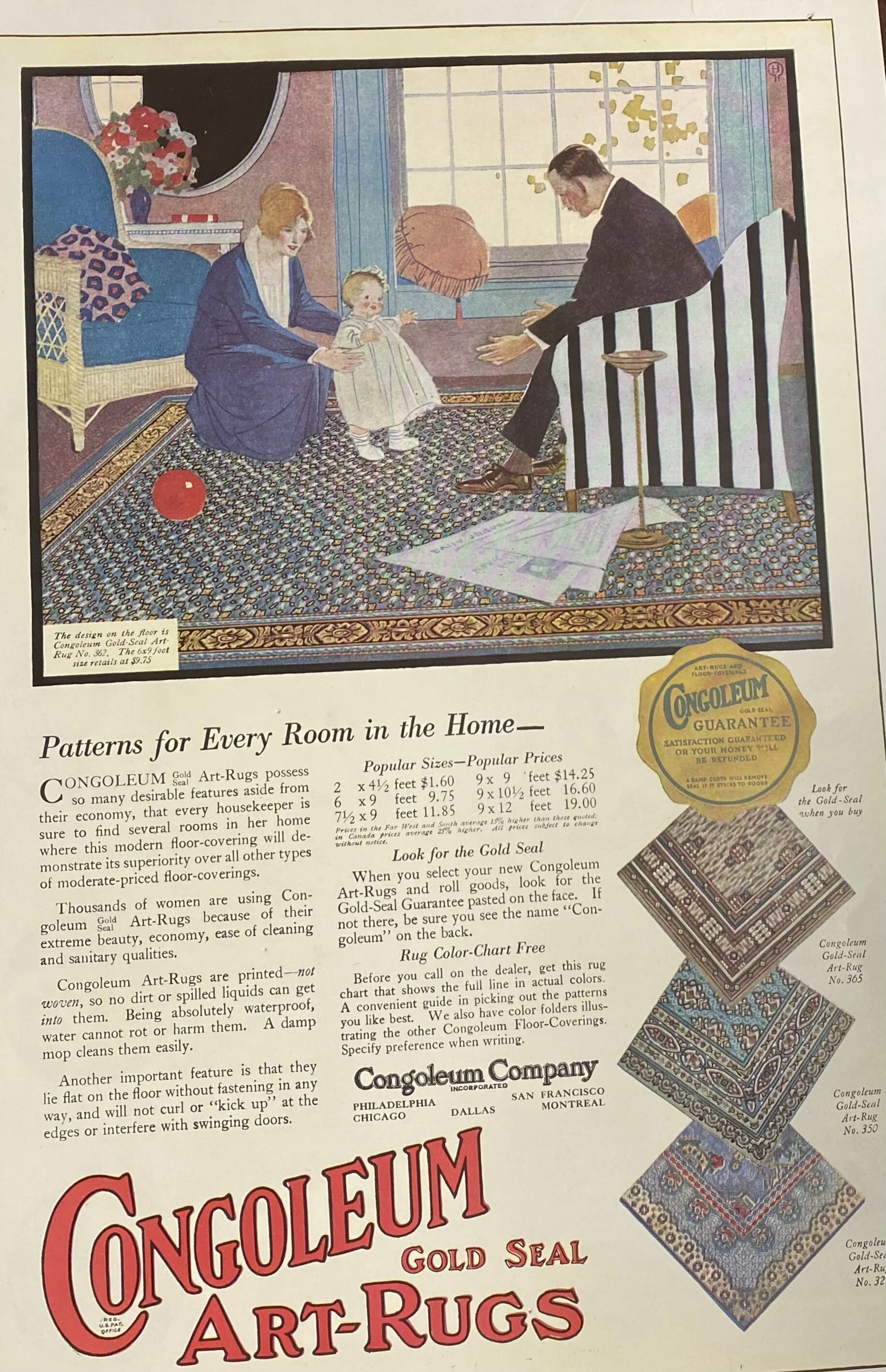 A vintage Congoleum photo and news article, marking time.