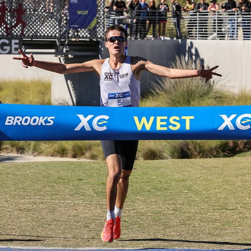 Brooks West XC Championships Top 10

Symond Martin - 15:18 (AZ)
Black Bay - 15:21 (CA)
Zarian Rodriguez - 15:23 (AZ)
Andres Lomeli - 15:24 (CA)
Josiah Bowman - 15:25 (CA)
Braulio Castillo - 15:27 (CA)
Caden Bybee - 15:28 (UT)
Falcon Jones - 15:29 (UT