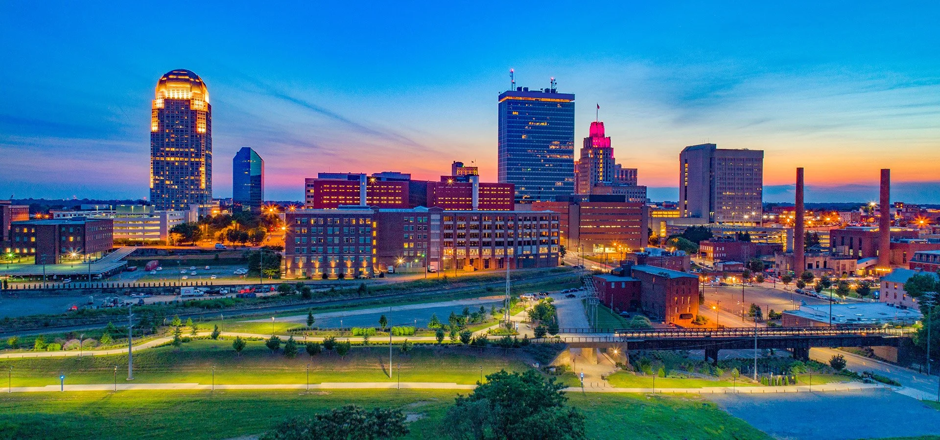 Downtown Winston-Salem at night
