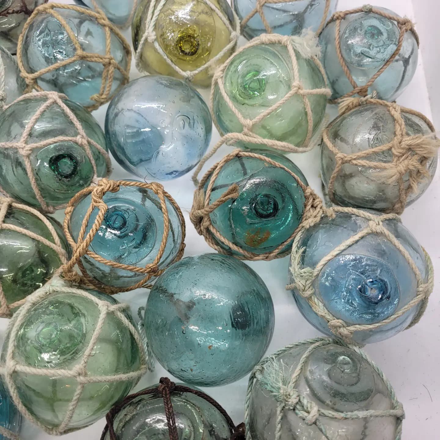 3 Vintage Japanese Glass Floats, 33.5 Antique,nautical, Beach