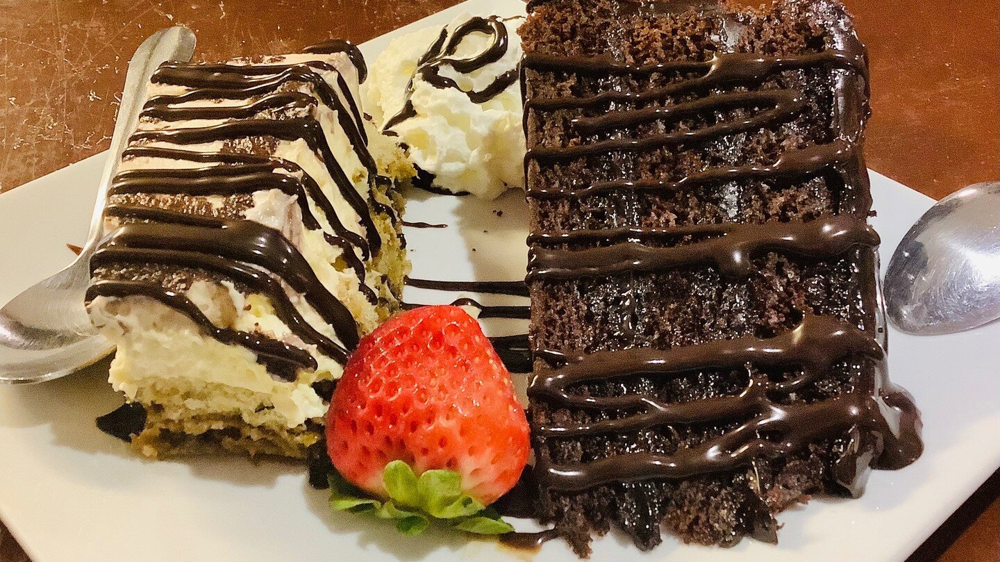 Tiramisu &amp; Triple chocolate cake perfect with an espresso or cafe con leche

@cauleysquare 

#miamidessert #homestead #southmiami #outsidedining #gardenrestaurant #frenchdining #coffee #dessert