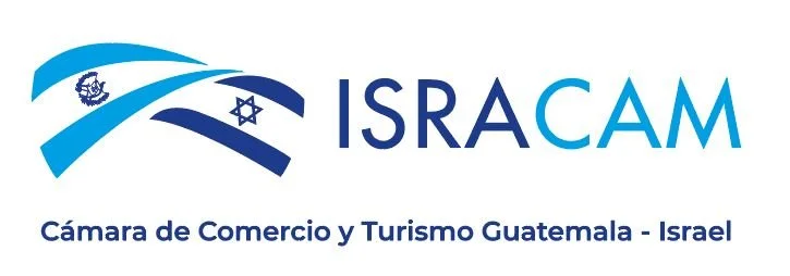ISRACAM logo for the Guatemala-Israel Chamber of Commerce and Tourism, featuring Guatemala and Israel symbols