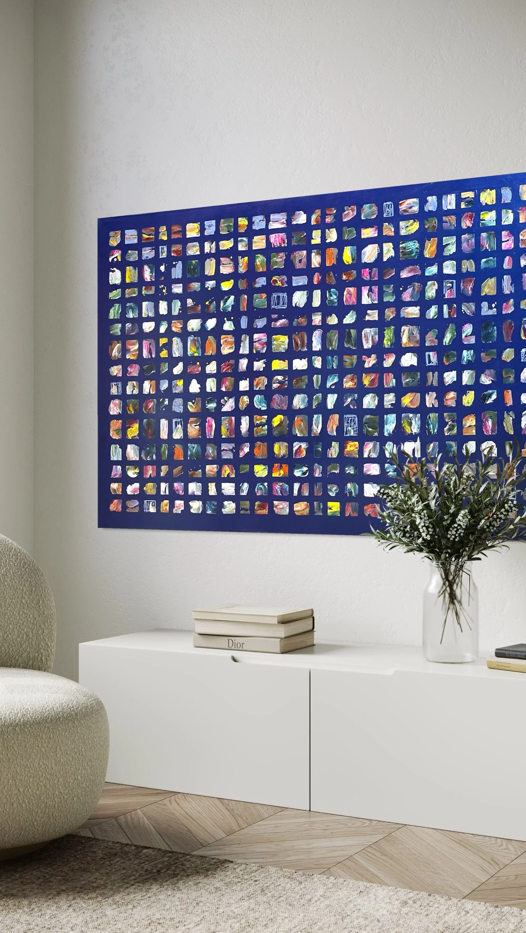 Artista: Florence Ortiz 
Titulo: Untitled blue
Serie: Fragmentos
Medidas: 150 x 100 cm
Tecnica: Acrylic over linen