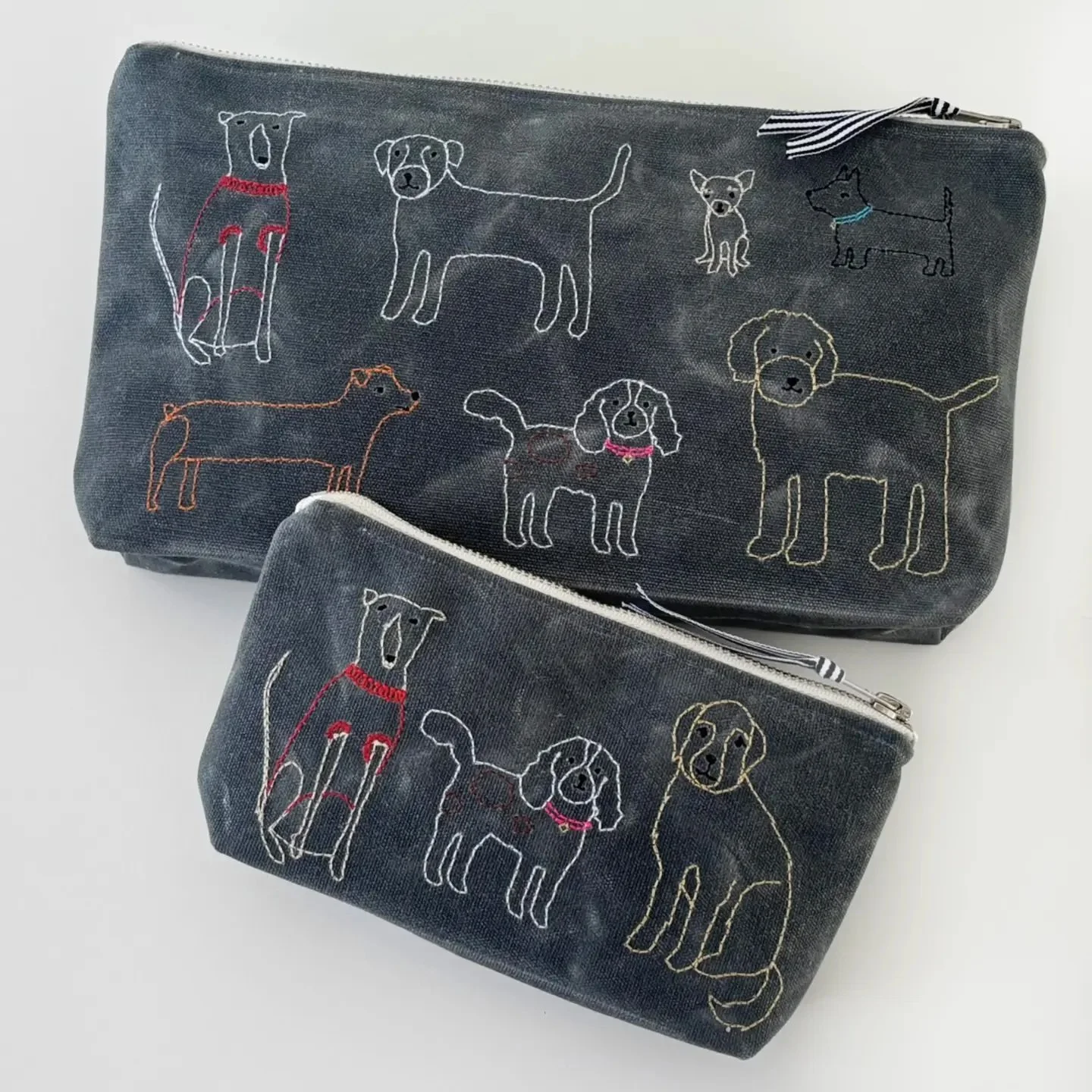 K Studio Dogs Waxed Canvas Pouch - large
