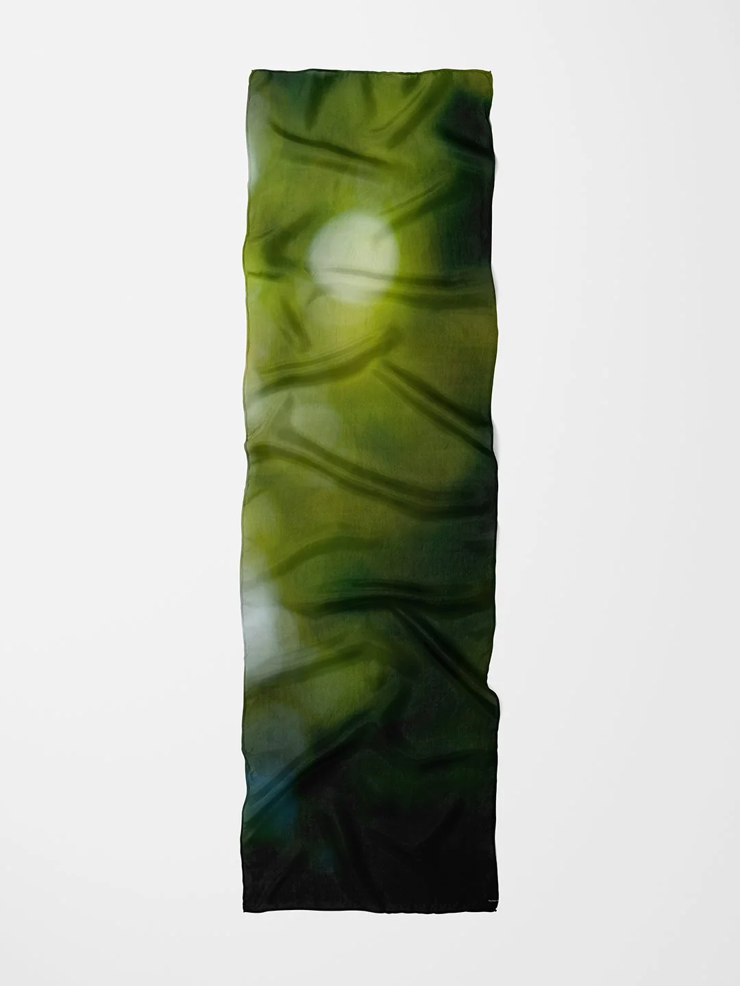 silk wool scarf, green bokeh