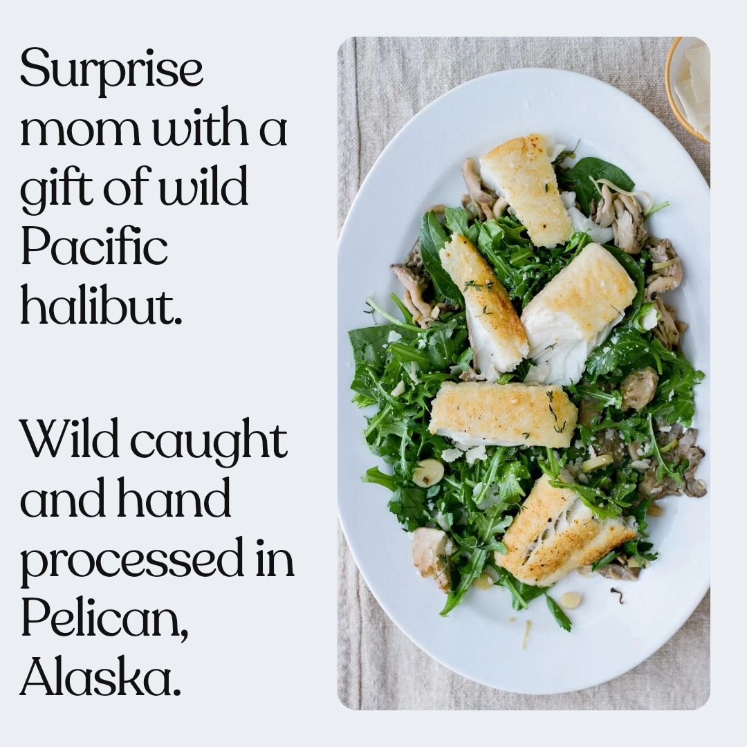Add healthy and lean wild caught halibut to your home menu. 

We ship directly to your door.

Pre-orders are open now - reserve a share of our 2024 catch for Mom. 
She'll love it! 😍

#eatwild #happymothersday #agiftformom #theperfectgift #wildalaska
