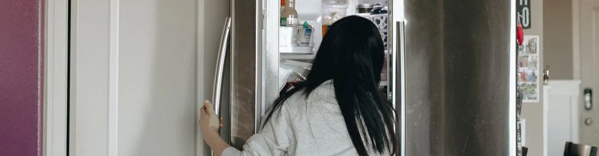 Person monitoring the temperature of his refrigerator