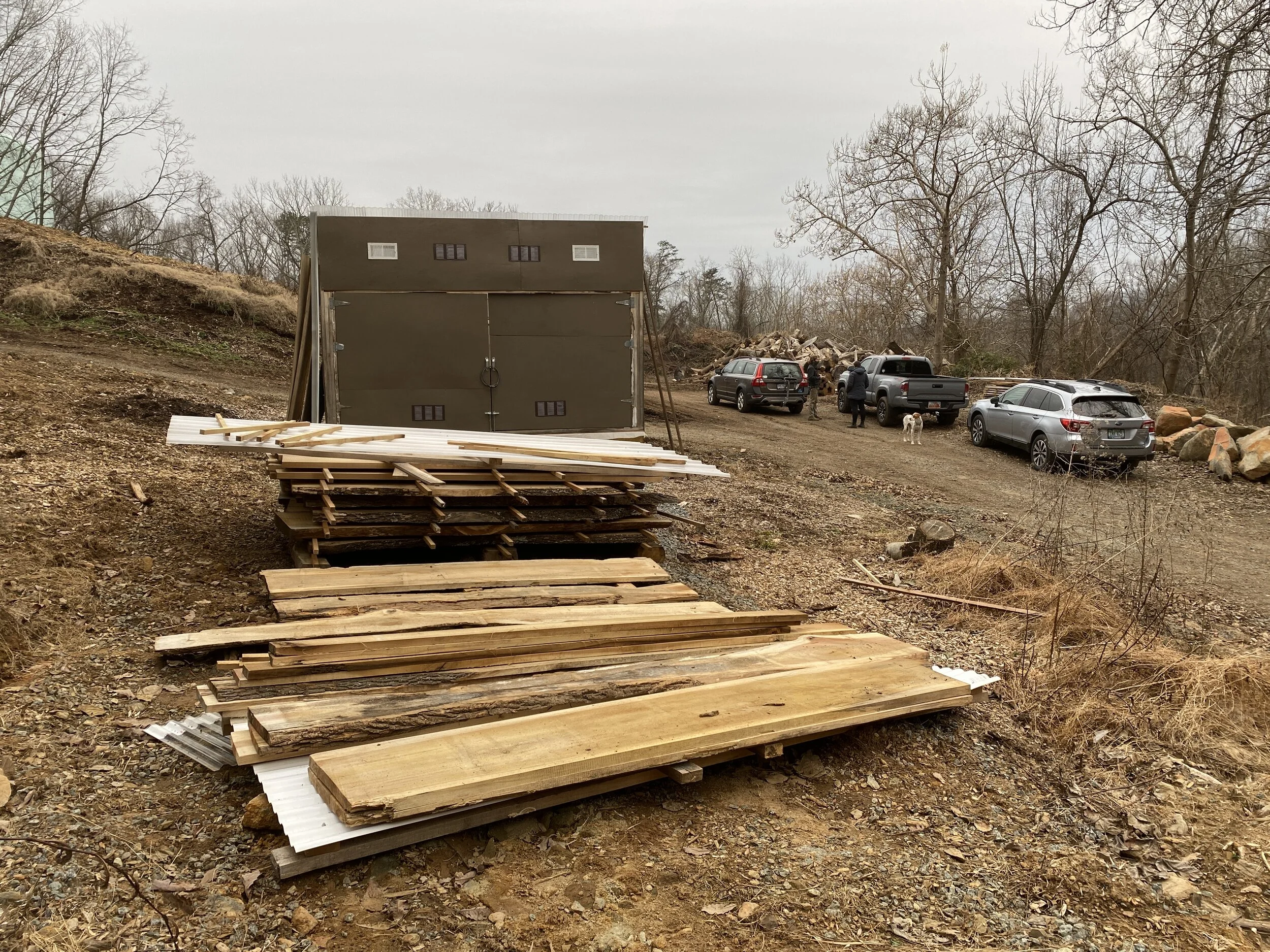 Poplar lumber at the UVA solar kiln