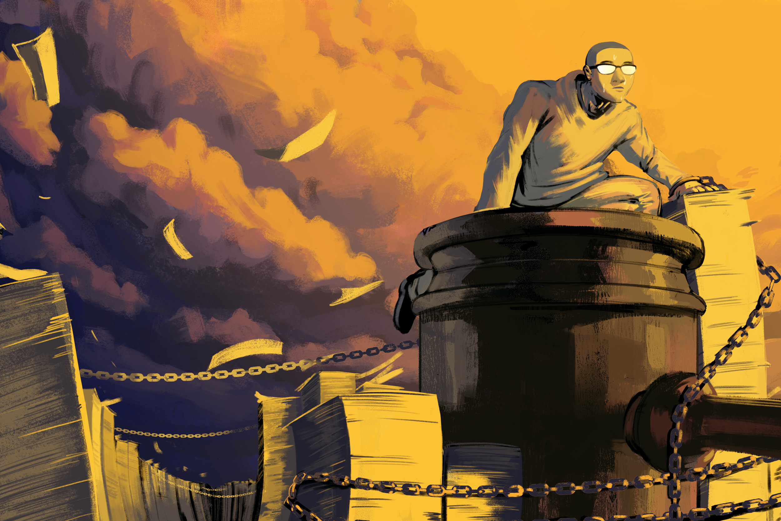 "Justice," 10x6in, Photoshop, commissioned by The Baltimore Banner for an article about how Maryland could fix the problem with the legal process that allows anyone to seek criminal charges against anyone else without going through police or lawyers.