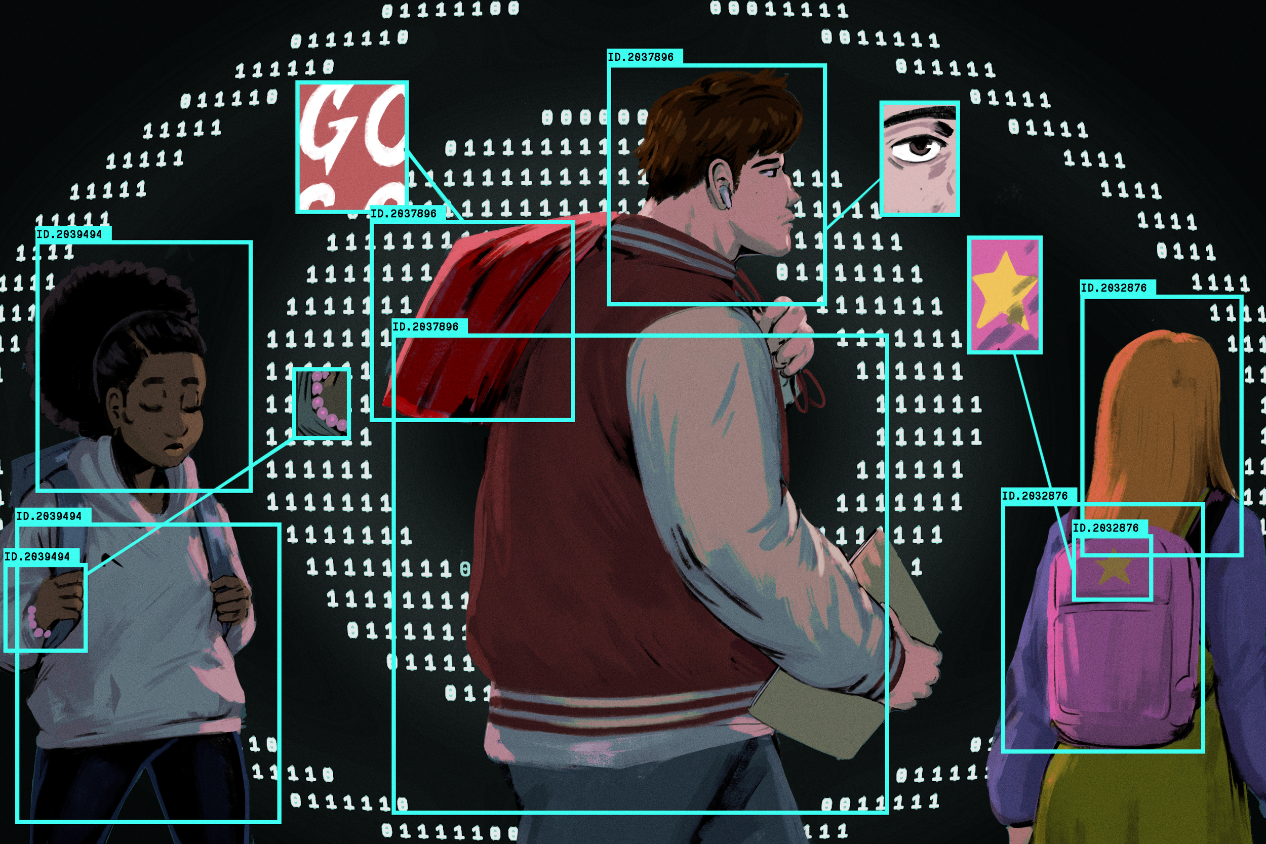 “Hall Monitors,” 10x6in, Photoshop, commissioned by the Baltimore Banner for an article addressing AI surveillance in public schools 

AD -  Ariel Zambelich
