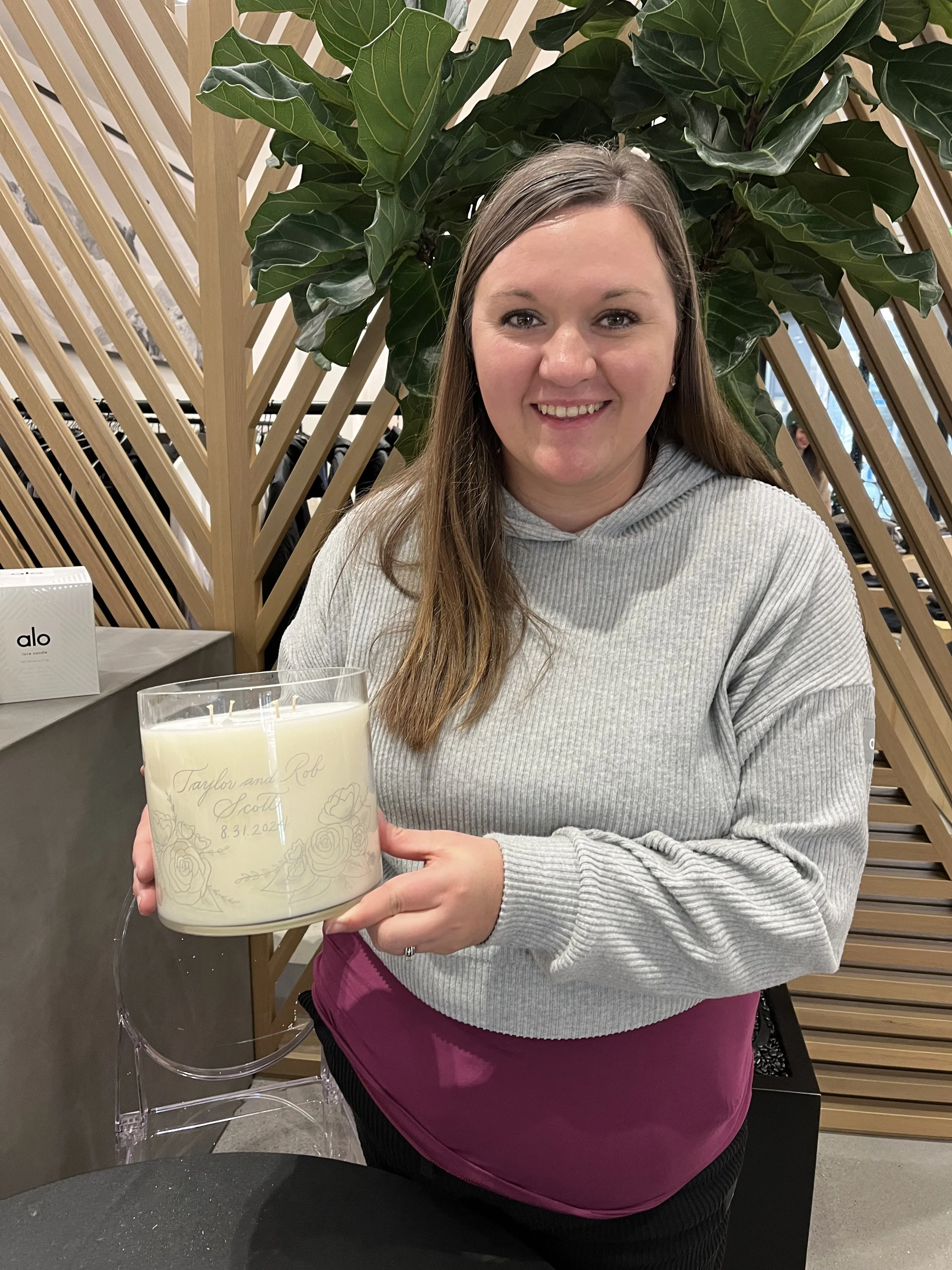 Live Engraving Artist:  Launching Alo Yoga Candle Collaboration