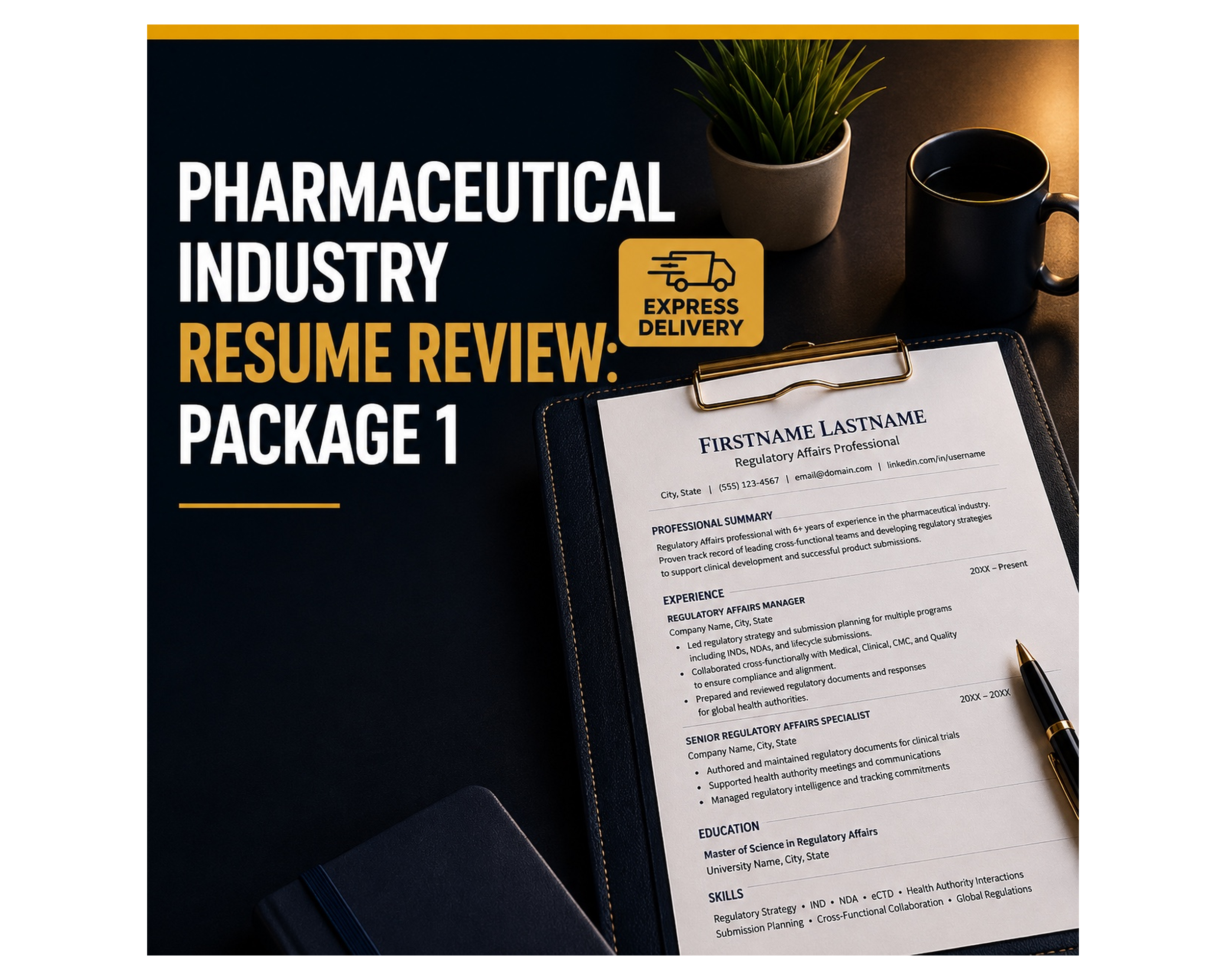 Pharmaceutical Industry Resume Review: Package 1 *EXPRESS DELIVERY*