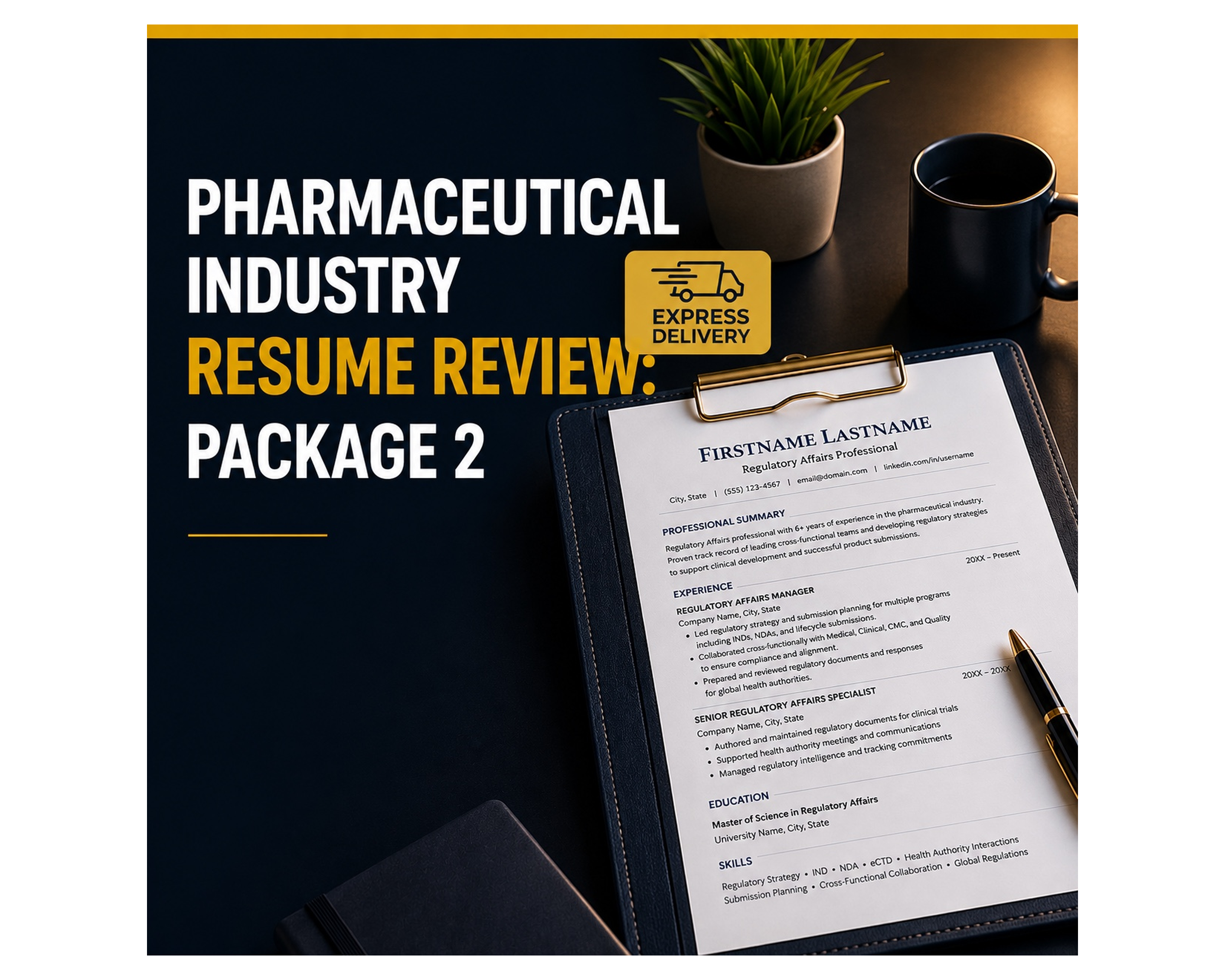 Pharmaceutical Industry Resume Review: Package 2 *EXPRESS DELIVERY*