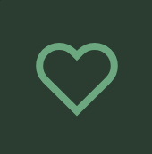 Outline of a heart symbol on a dark green background.
