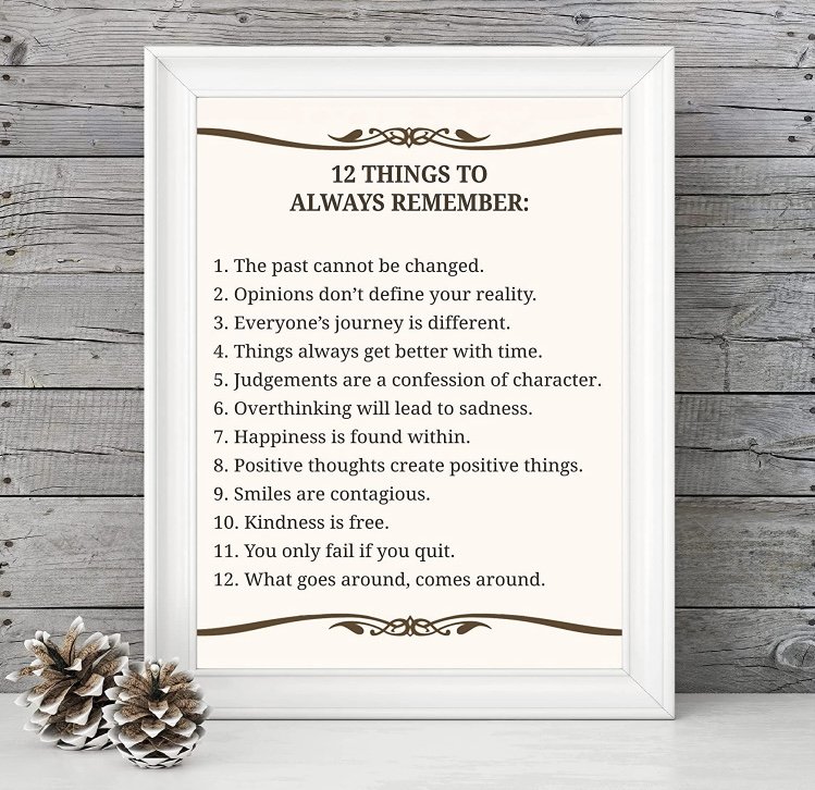 Inspirational and motivational quotes about the 12 things to always remember.