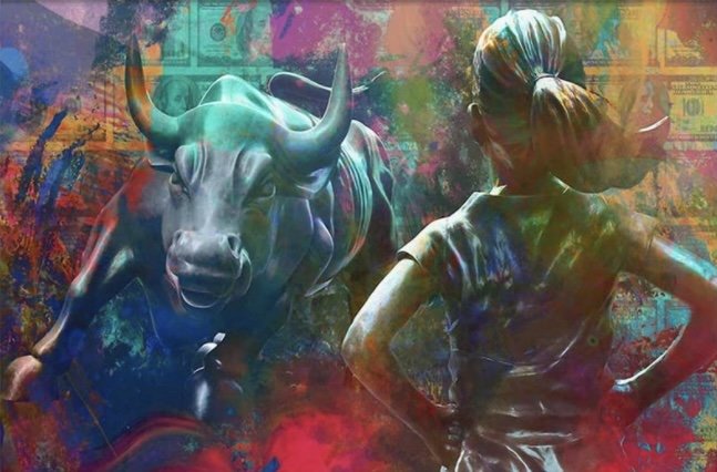 Best picture Motivational Wall Art Canvas Print Fearless Girl Wall Street Charging Bull Office Decor