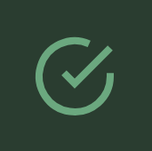 Green checkmark inside a circle on a dark green background