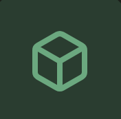 Simple illustration of a 3D cube with an outline style on a dark green background.
