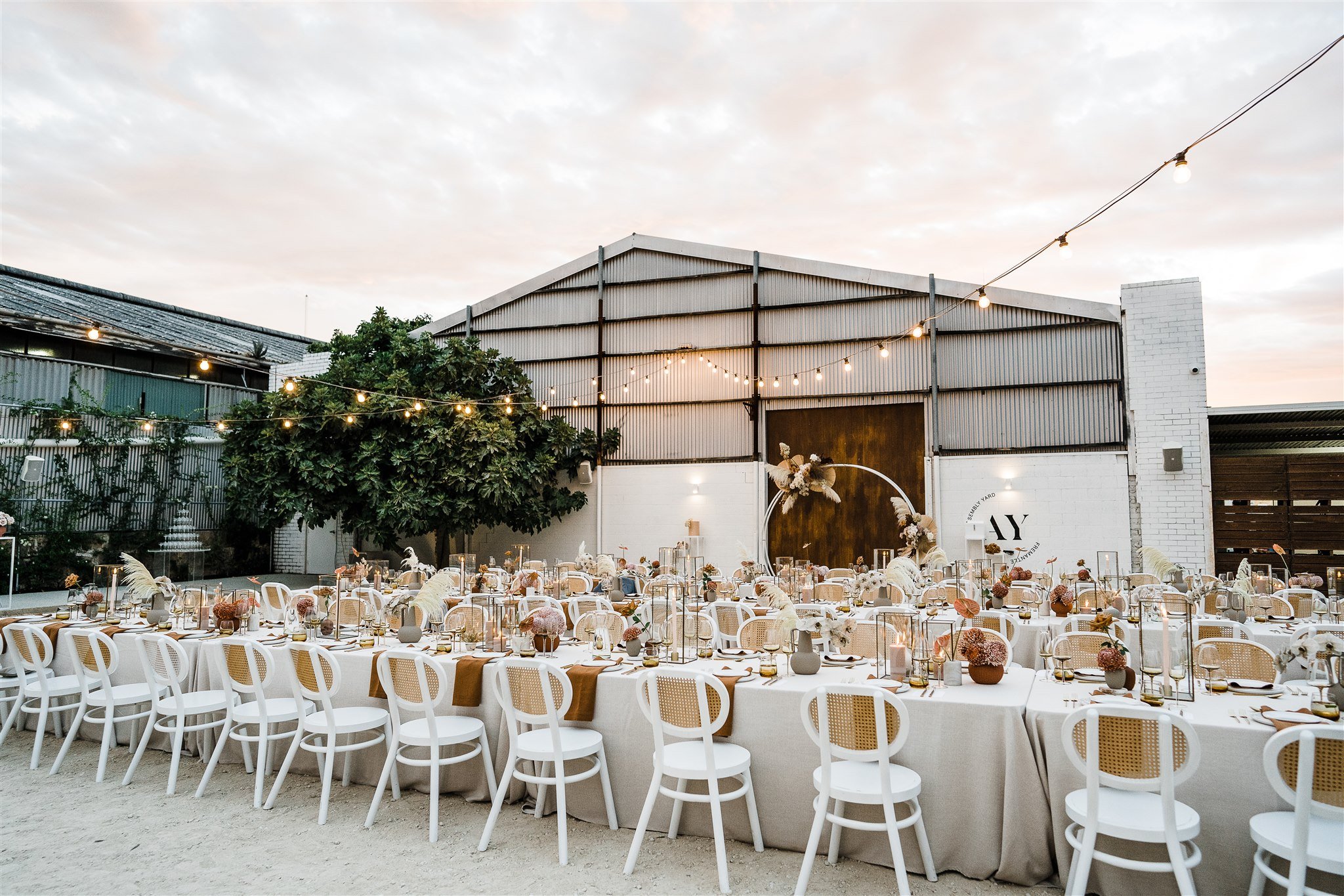  reception of the wedding in Assembly Yard in Fermantle, Australia 