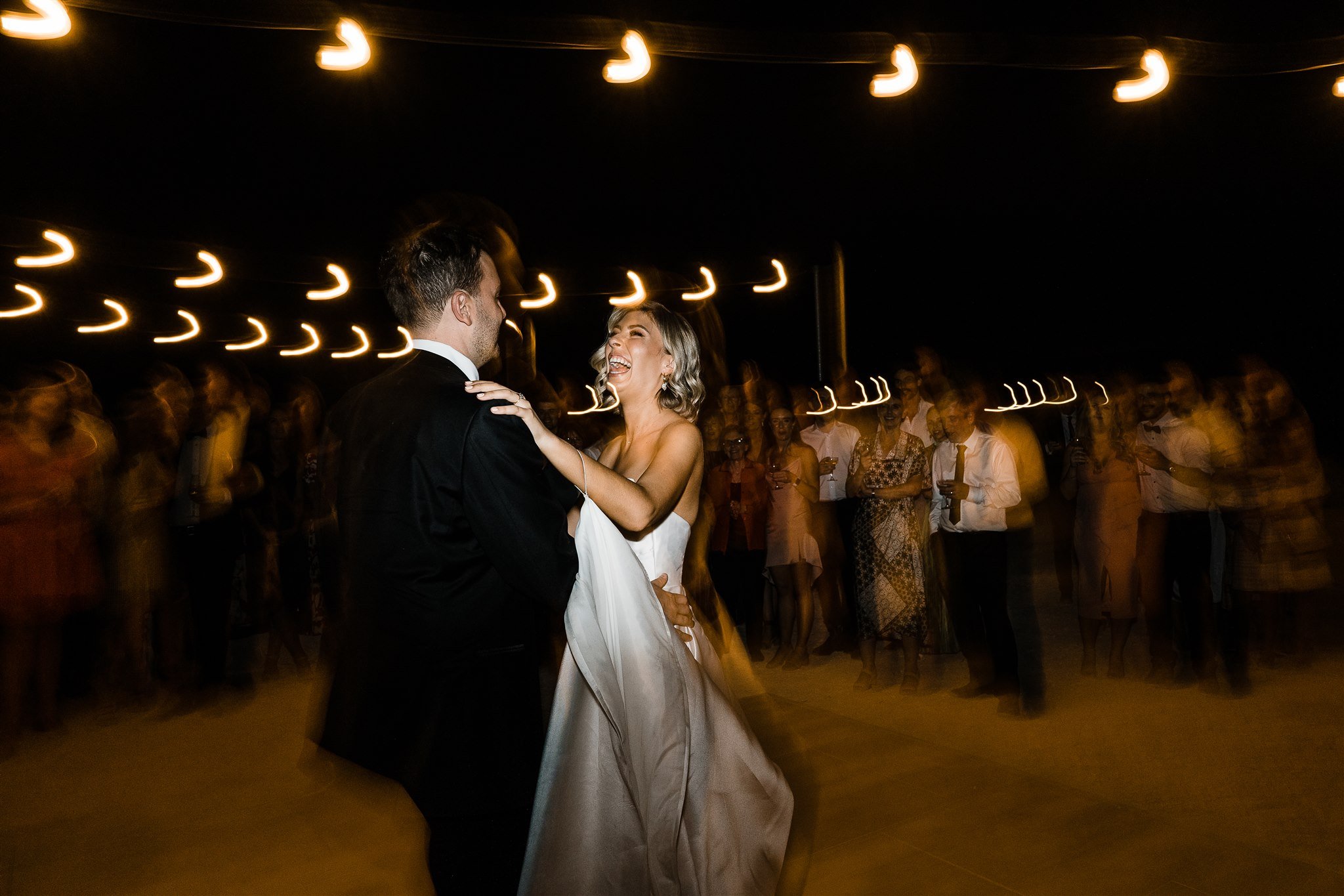  the couple’s first dance in their wedding reception at Assembly Yard in Fermantle Australia 
