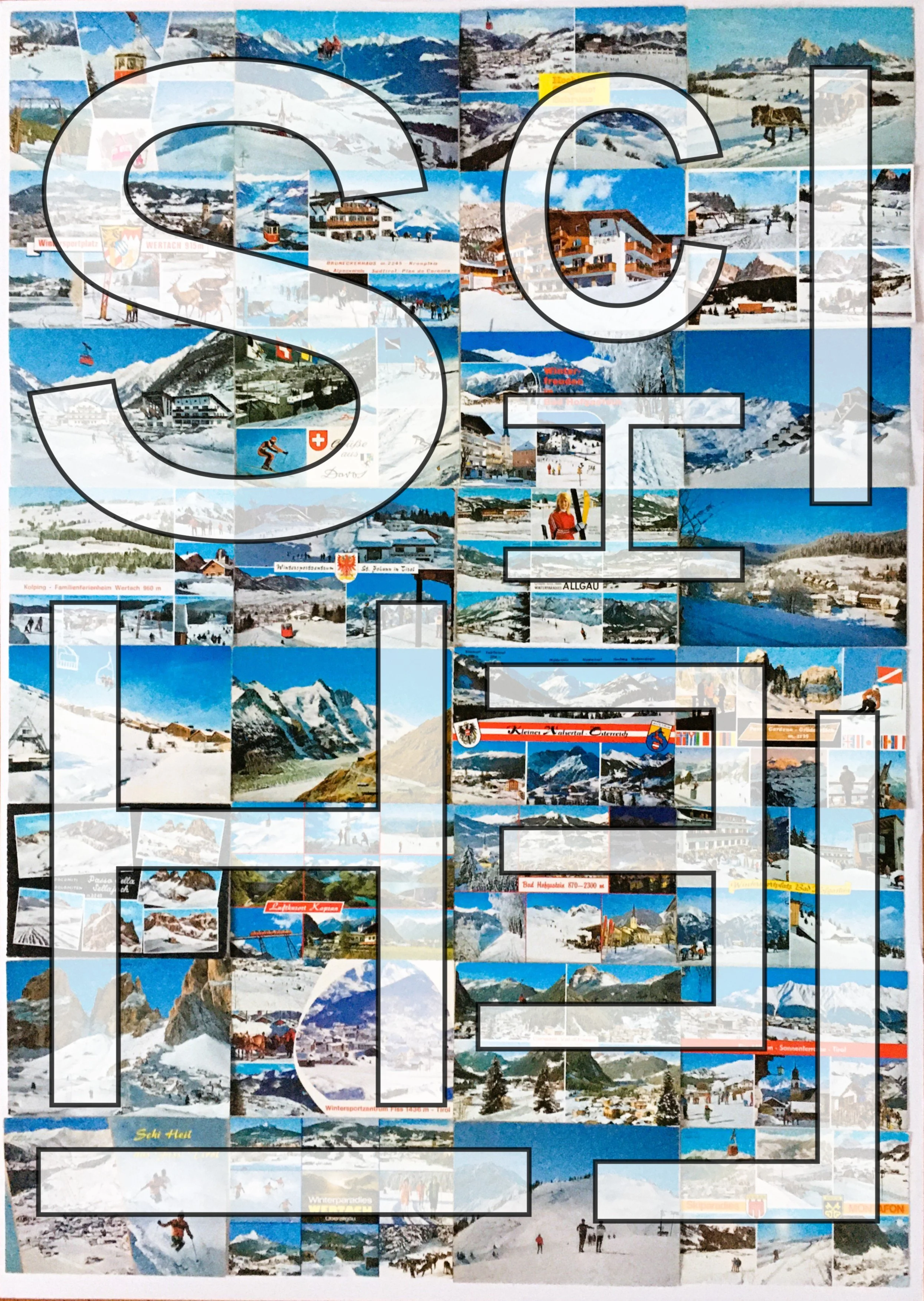 Ski Heil, 2022, Ansichtskarten, Typografie,
Digitaldruck, 83 x 59 cm