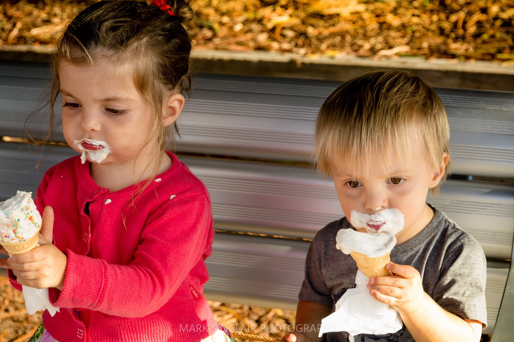  Our kid’s ice cream eating requires total concentration! 