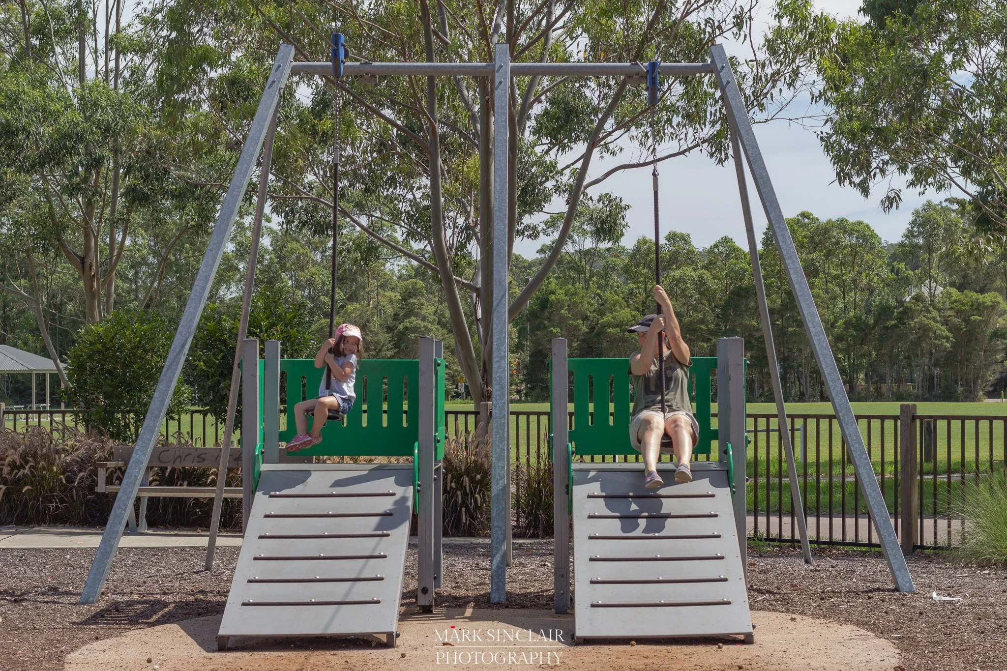   My wife, Tash, and daughter, Ruby, having fun on the flying fox  