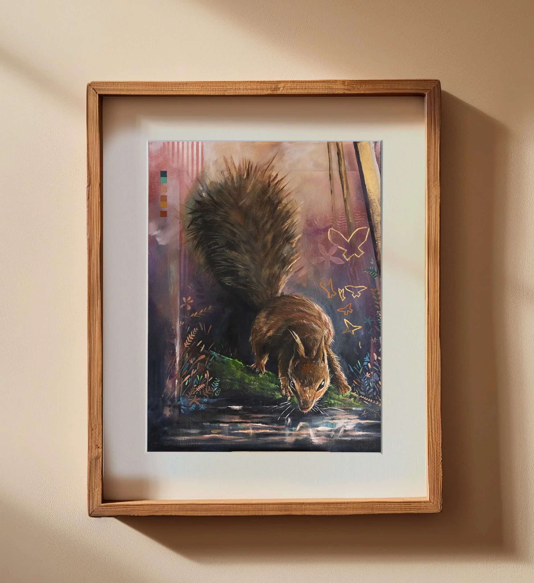 'Sip and Scurry' - Limited Edition Red Squirrel Wildlife Art Print