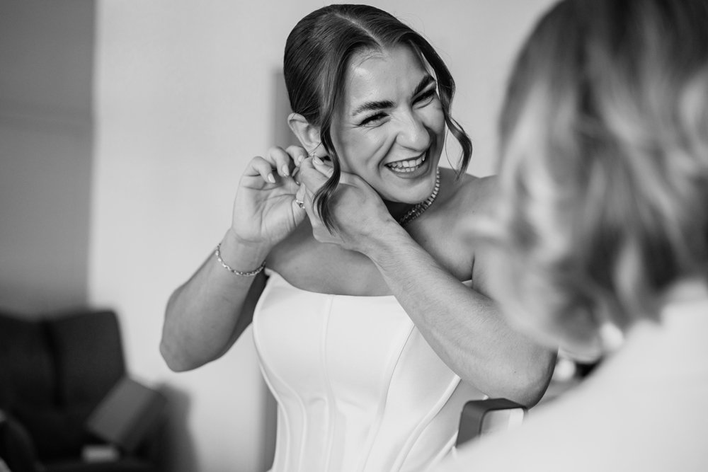 Bride getting ready on her wedding day in Birmingham
