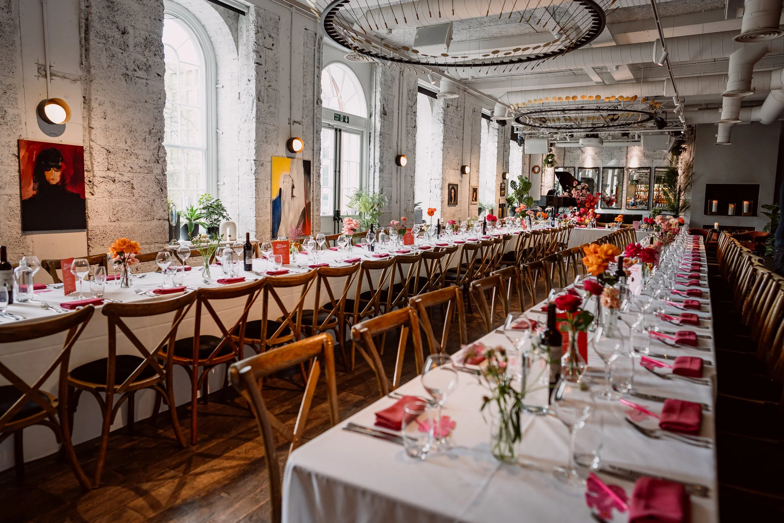 Photo of the wedding breakfast tables at Kindred in London
