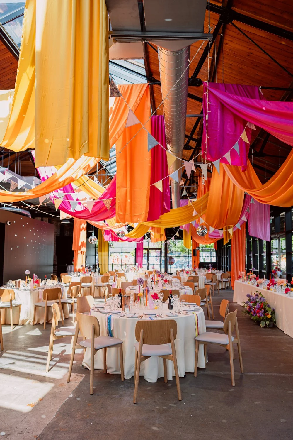 colourful wedding decor at The Bond in Digbeth