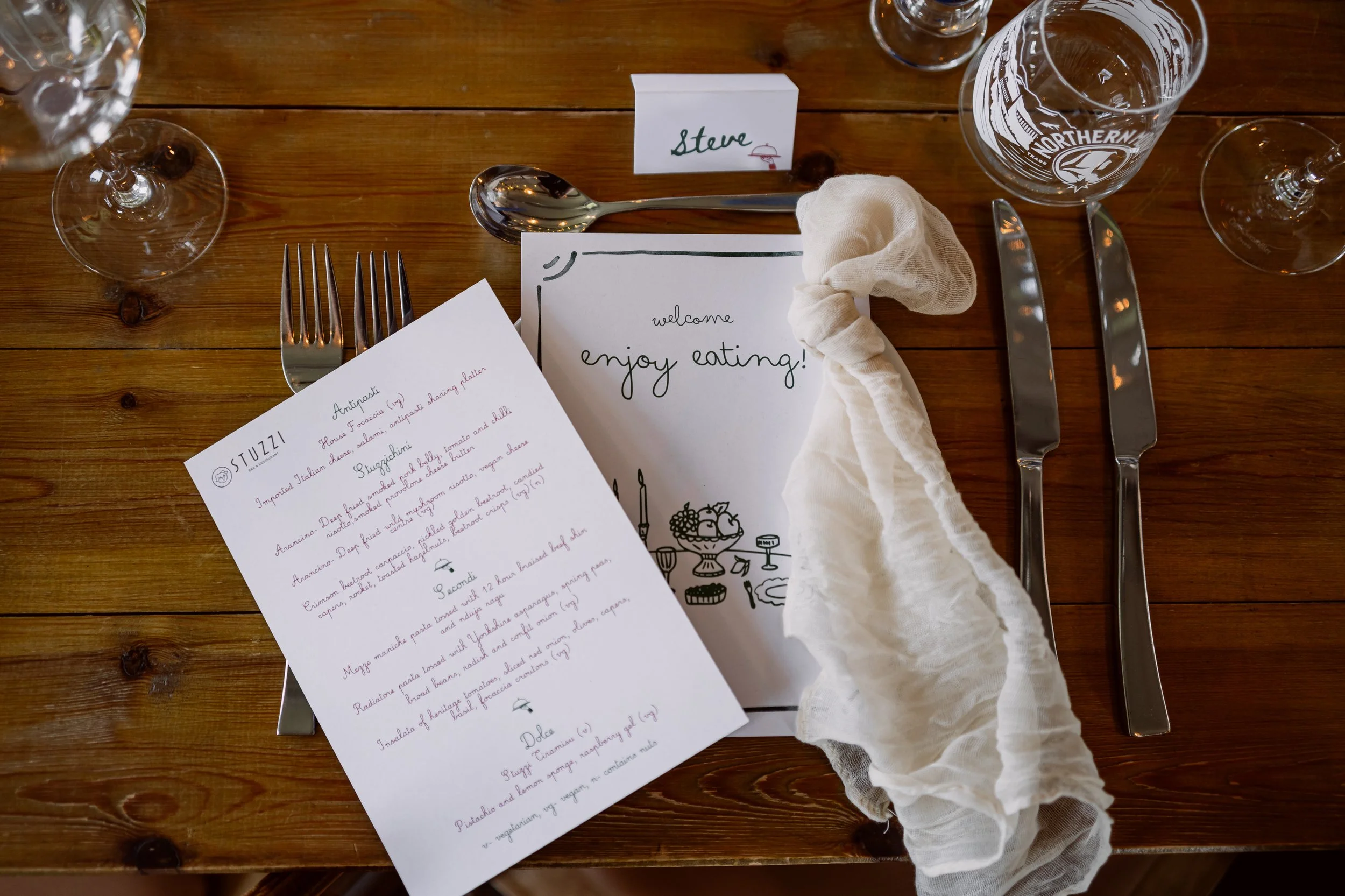 Wedding food menu at Chapter Hall