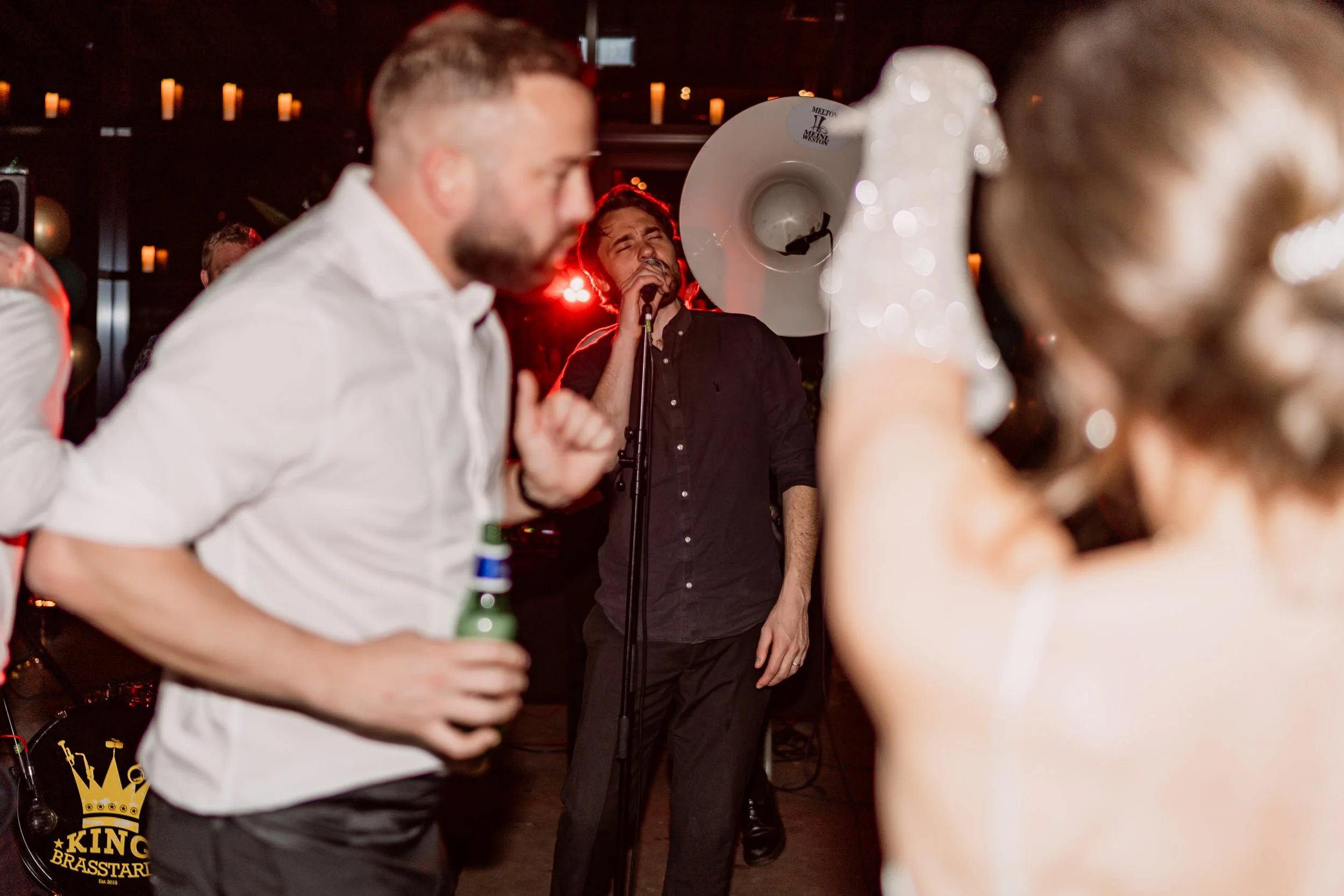 Brass band playing on wedding day at The Bond in Digbeth