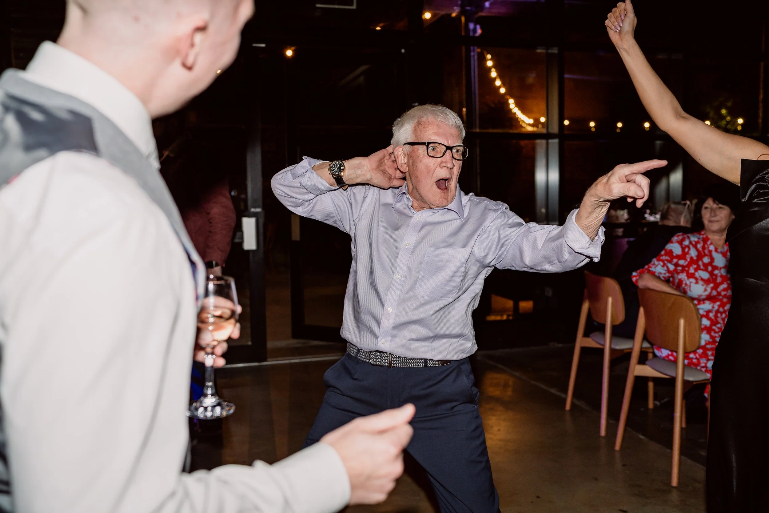 Brides grandad dancing on the wedding evening